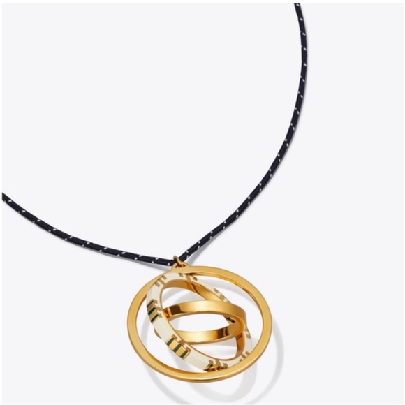 Tory Burch Jewelry - Tory Burch T-Stripe Pendant Necklace